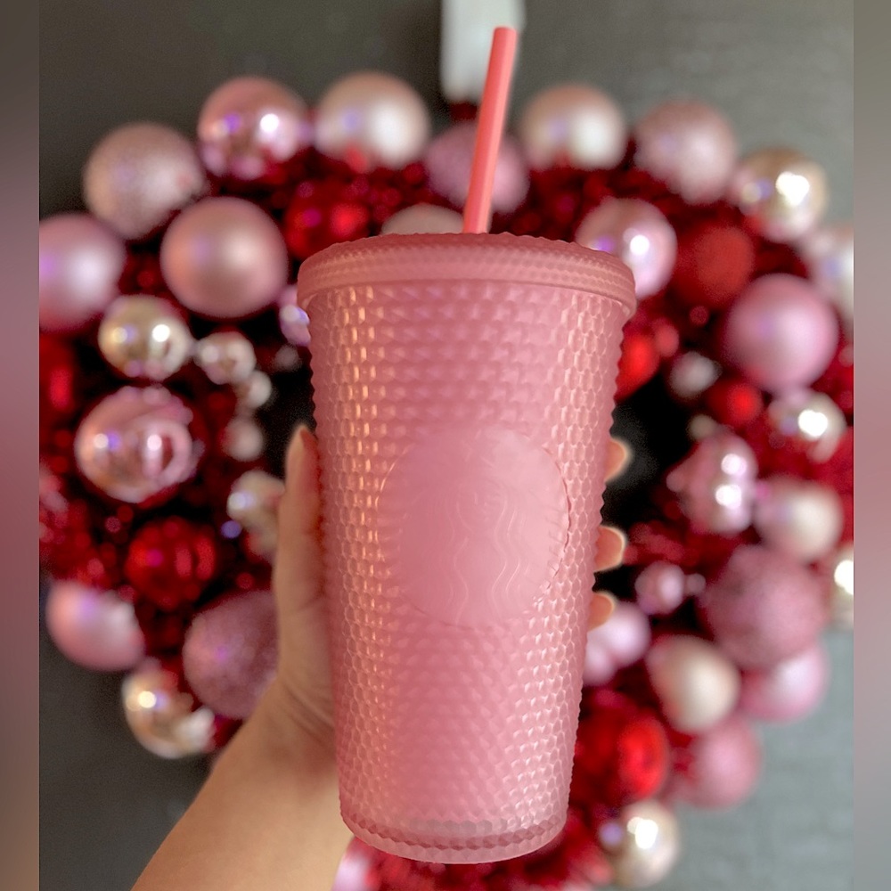 ✨NEW💖Starbucks Winter Valentines Day 2022 Pink Lemonade Grande Cold Cup 💗